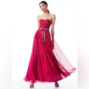 Alice + Olivia Bree Draped Lace Gown